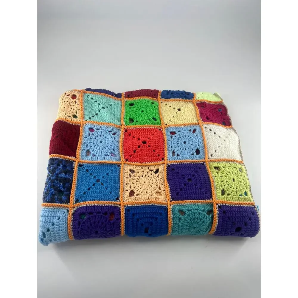 Vintage Grannycore Blanket Crochet 56 x 34 Afghan Cottagecore Country
